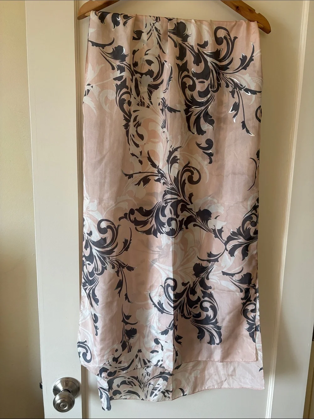 Pink Scroll silk Print Women’s scarf